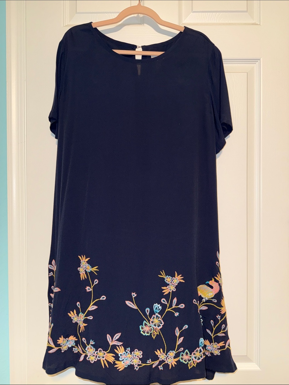 Loft Fashion Navy Mini Dress with Multicolor Floral Hem